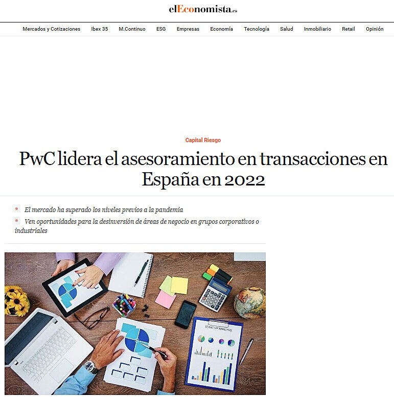 PwC lidera el asesoramiento en transacciones en Espaa en 2022